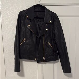 BLANKNYC Black Leather Jacket with Gold Hardware